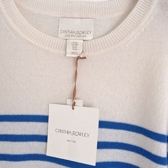 Stripe Cashmere 2 Ply Sweater Size M Teacher Office Casual Cynthia Rowley NWT - Picture 2 of 3
